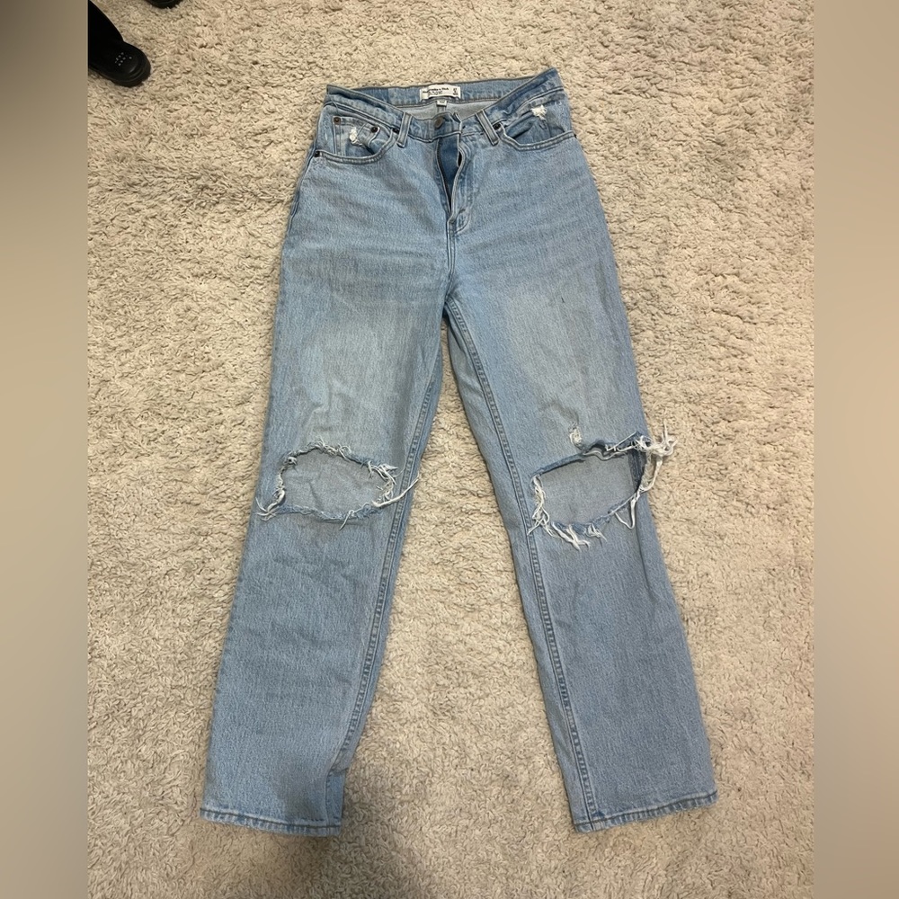 Abercrombie the 90s straight ultra high rise curve love jeans short